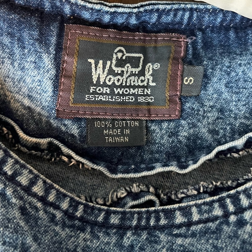 Vintage Woolrich Womens Small Acid Wash Denim Pinafore Dress 90s Cottagecore - Picture 3 of 7